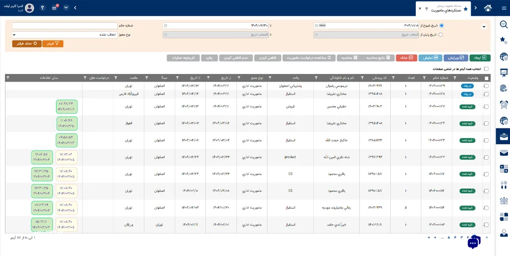 سیستم ماموریت کسرا چگونه می تواند ماموریت های خارجی پرسنل را ثبت کند؟ 2 نحوه ثبت ماموریت های خارجی در سیستم ماموریت